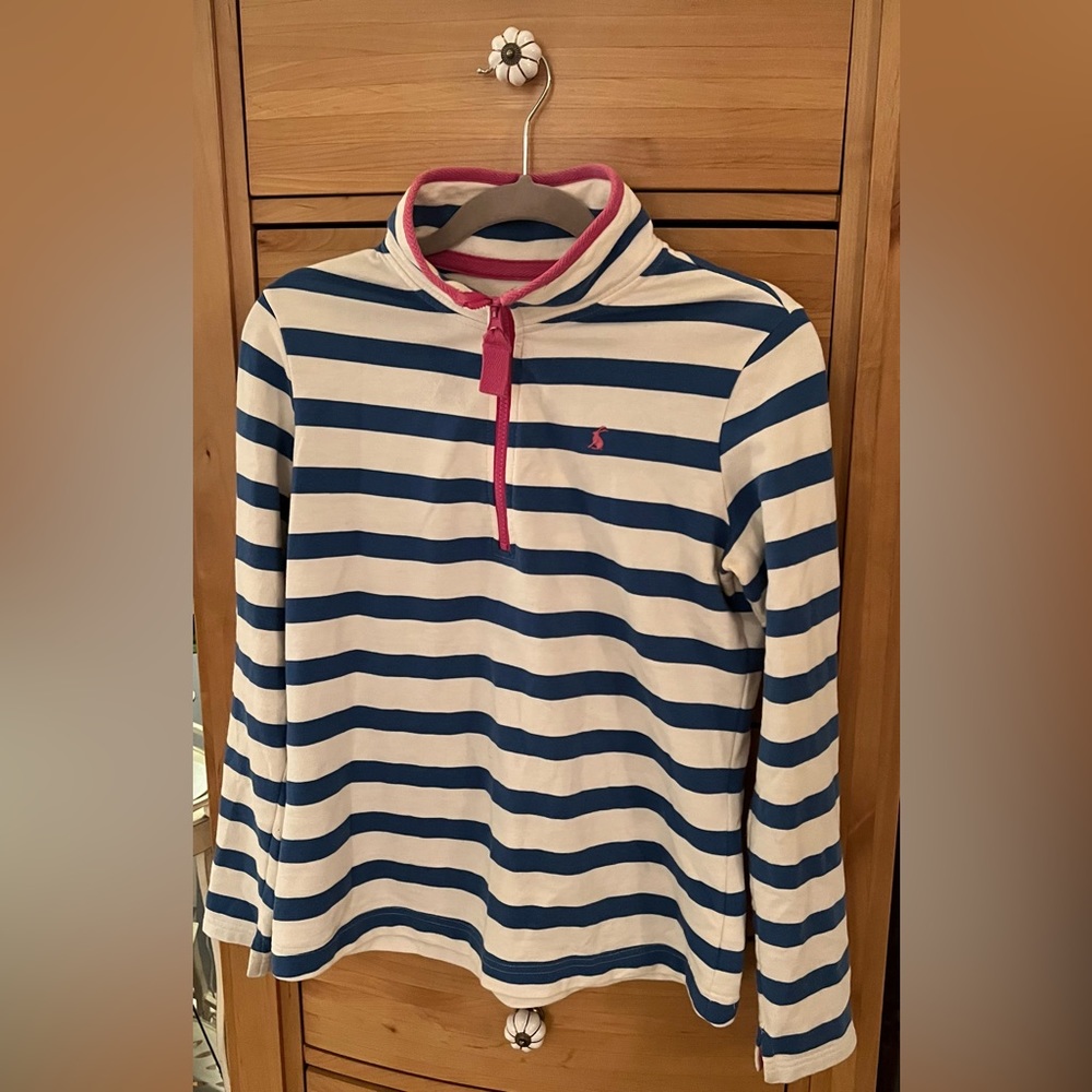 Joules Blue & White Striped Half Zip Pullover size 6